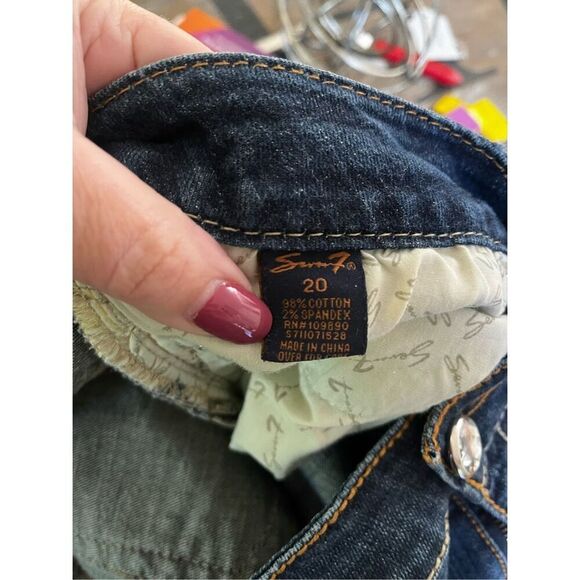 Seven7 Medium Wash Thick Stitch Embellished Bootcut Jeans sz 20 EUC - Picture 7 of 7